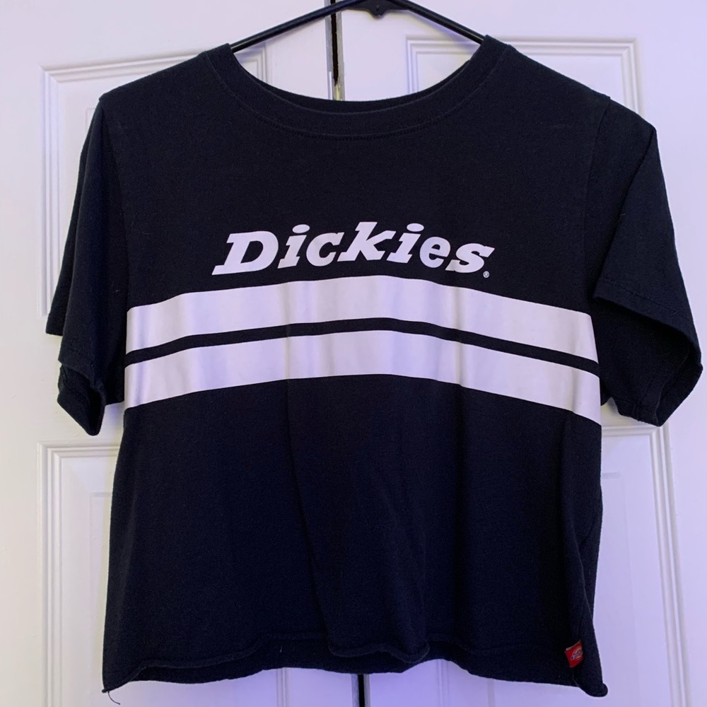 Cropped b&w striped dickies tee